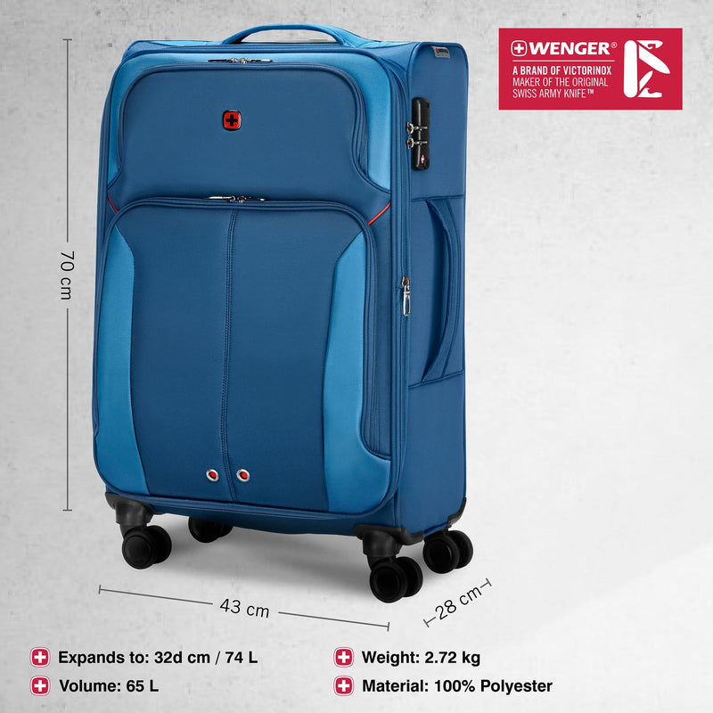 Wenger, Castic Medium Softside Case, Blue, 65 Liters, Swiss designed-blend of style & function