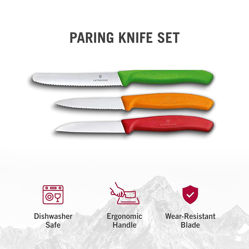 Victorinox Swiss Classic Paring Knives Set 3Pcs Red/Org/Grn