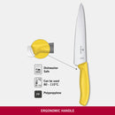 Victorinox Swiss Made Swiss Classic Carving Knife, Stainless Steel Meat and Large Vegetable Cutting Straight Blade Knife, Yellow, 19 Cm
