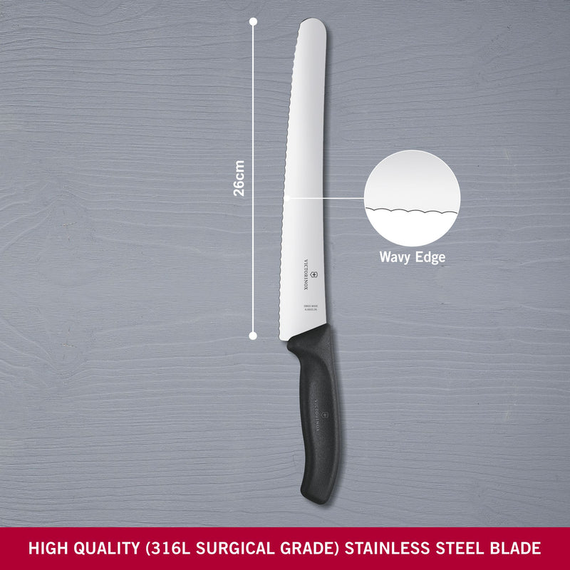 Victorinox SwissClassic Pastry Knife Wavy Edge 26cm Blck With Giftbox