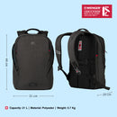 Wenger, MX Light, 16 Inches Laptop Backpack, 21 liters, Gray, Business Travel Bag, Swiss Designed