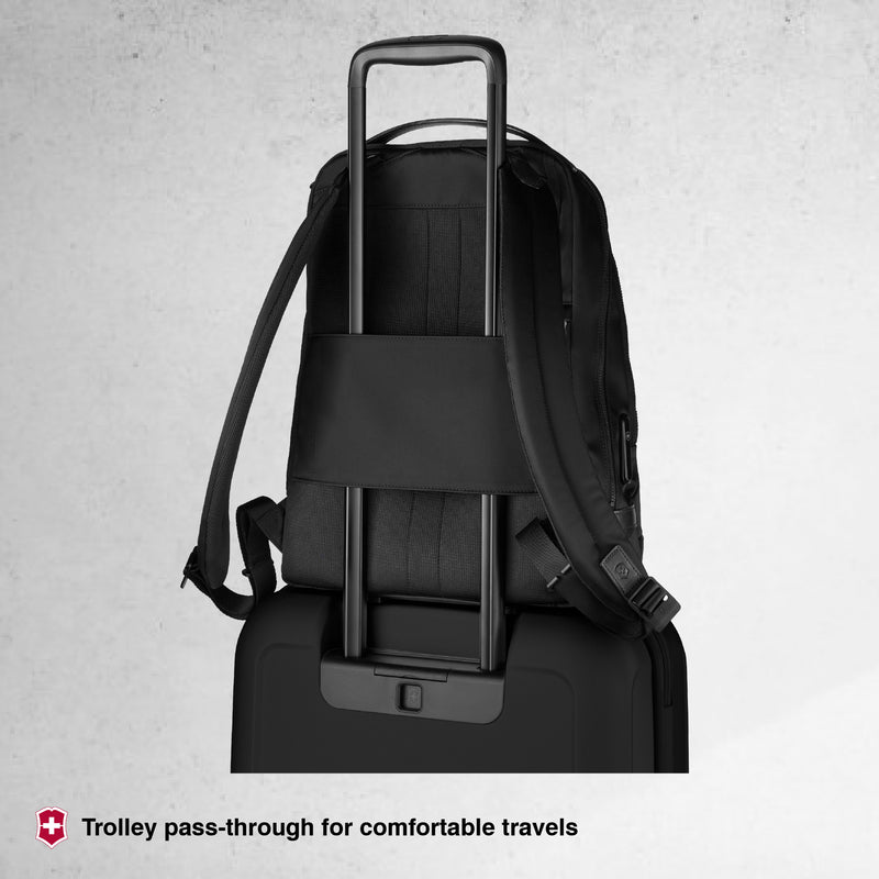 Victorinox Alox Nero, Backpack (17 litres) 15.6 Inch Laptop Pocket, 42 cm, Black, Nylon / Leather| Business Travel Office Bag