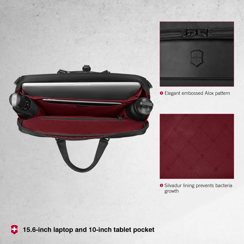 Victorinox Alox Nero, Briefcase (13 litres) 15.6 Inch Laptop Pocket, 40 cm, Black, Nylon / Leather | Business Travel Bag
