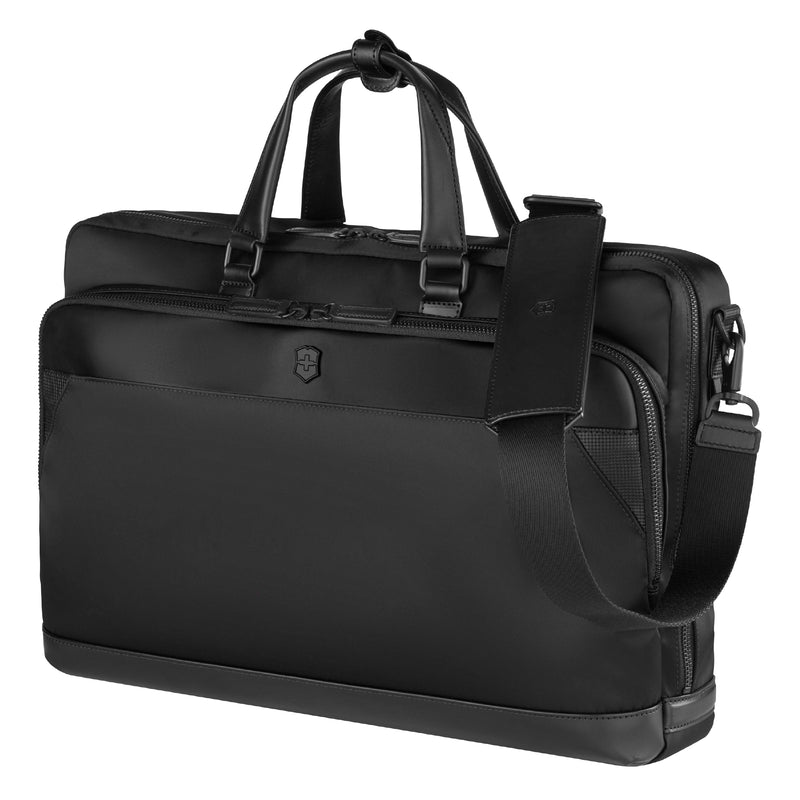 Victorinox Alox Nero, 3-Way Office Bag (16 litres) Laptop Pocket, 44 cm, Black, Nylon / Leather | Business Travel Backpack