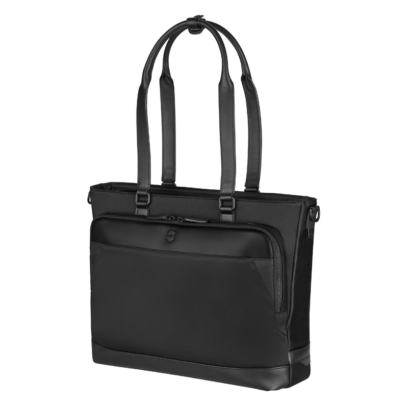 Victorinox Alox Nero, Office Bag (16 litres) Laptop Pocket, 44 cm, Black, Nylon / Leather Business Travel Tote Sling Bag