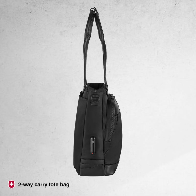 Victorinox Alox Nero, Office Bag (16 litres) Laptop Pocket, 44 cm, Black, Nylon / Leather Business Travel Tote Sling Bag