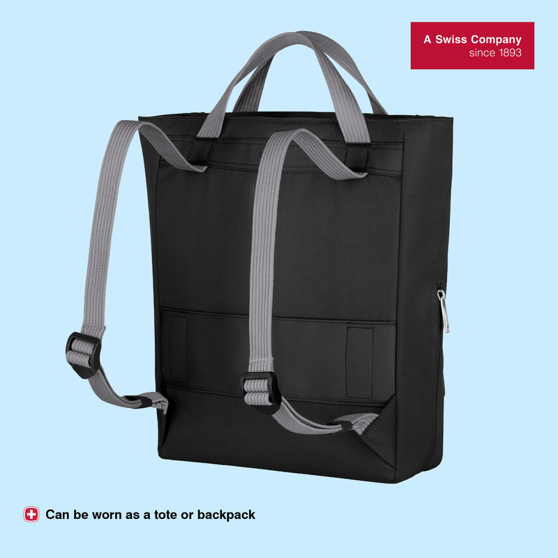 "Wenger, Motion Vertical, 15.6 Inches Laptop Tote Bag, 18 liters, Black, Work Backpack, Vertical Tote, Swiss Designed "
