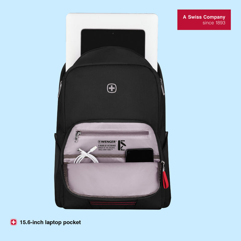 Wenger, Motion, 15.6 Inches Laptop Backpack, 20 liters, Black, Business Travel Bag, Swiss Designed