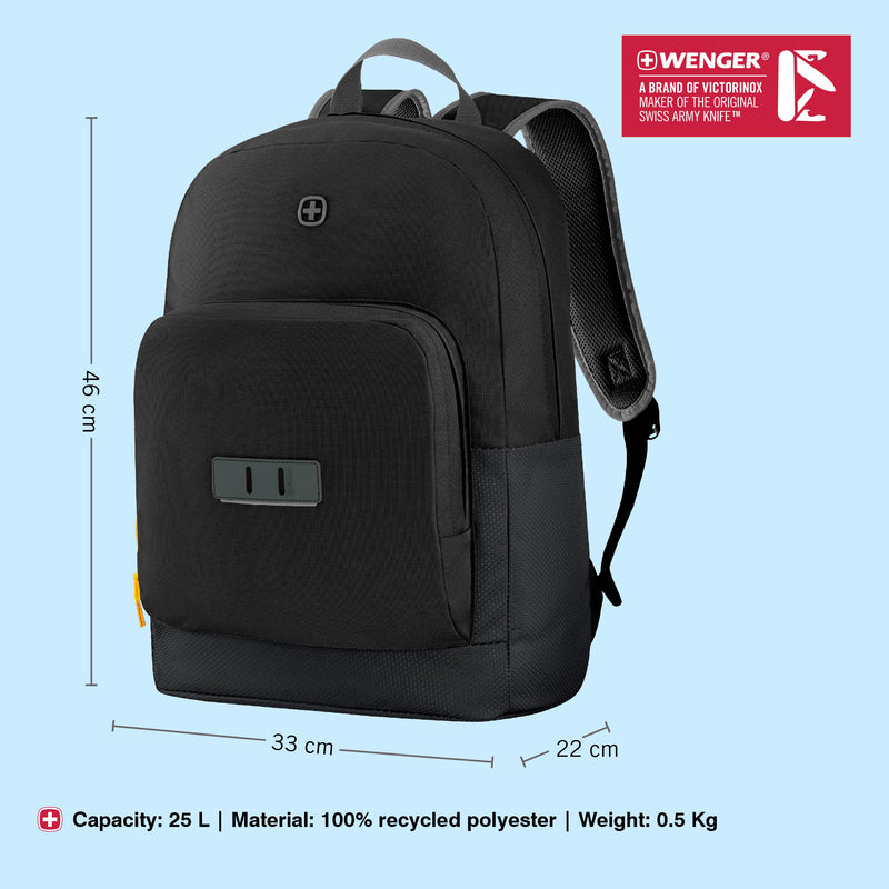 Wenger, Next 23 Crango, 16 Inches Laptop Backpack, 27 liters, Gravity Black, Business Travel Bag, Swiss Designed