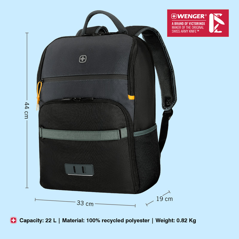 Wenger, Next 23 Move, 16 Inches Laptop Backpack, 22 liters, Gravity Black, Work Bag, Swiss Designed