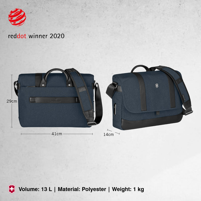 Victorinox Architecture Urban2 Office Bag (13 litres), 14-inch laptop pocket, 41 cm, Blue, Ployester |  Business Travel Messenger Bag