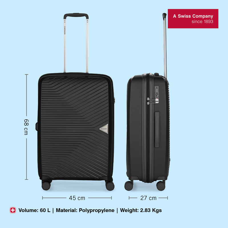 Wenger, Ultra-Lite Medium Hardside Check-In Luggage, 60 Liters, Black, Travel Suitcase, Swiss Designed