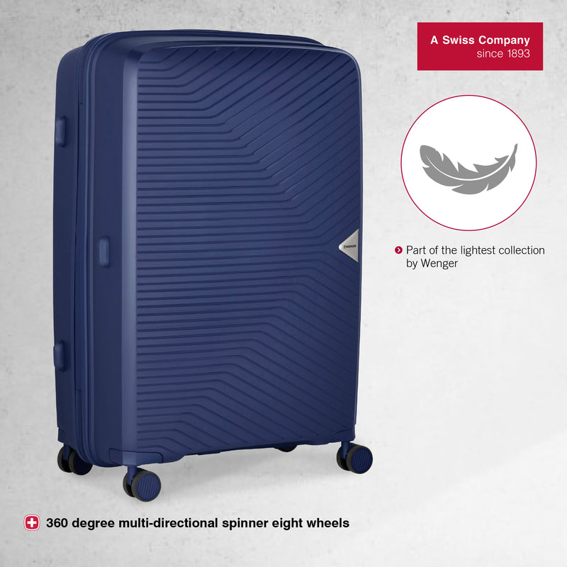 Wenger, Ultra-Lite Large Hardside Check-in Luggage, 112 Liters, Blue, Travel Suitcase, Swiss Designed
