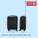 Wenger, In-Flight Cabin Hardside Suitcase, 38 Litres, Black, Swiss Designed