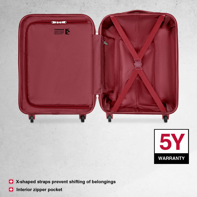 Wenger In-Flight Cabin Hardside Suitcase, 38 Litres, Red, Swiss designed