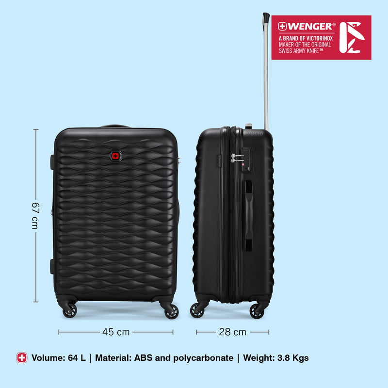 Wenger In-Flight Medium Hardside Check-In Suitcase, 64 Litres, Black, Swiss Designed