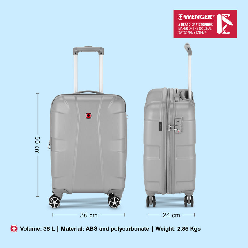 Wenger, Cote D' Azure Hardside Cabin Suitcase, 38 Litres, Silver, Swiss designed
