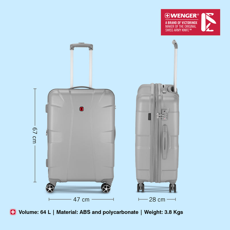 Wenger, Cote D' Azure Medium Hardside Check-In Suitcase, 64 Litres, Silver, Swiss designed