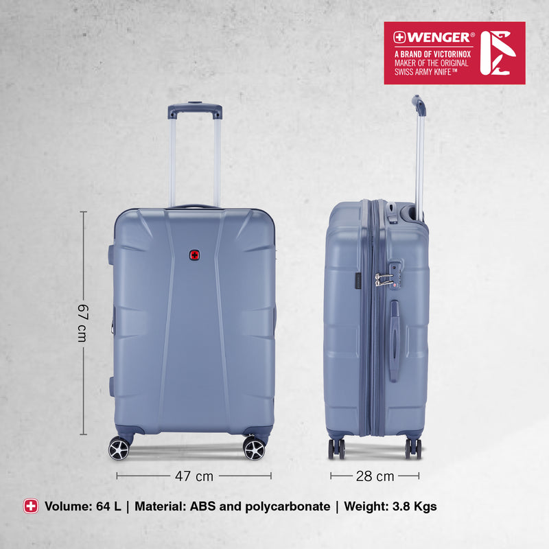 Wenger, Cote D' Azure Medium Hardside Check-In Suitcase, 64 Litres, Blue, Swiss designed