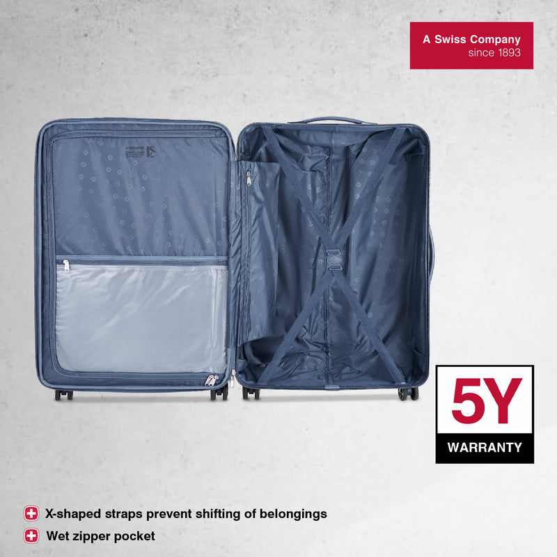 Wenger Cote D' Azure Large Hardside Check-In Suitcase, 96 Litres, Blue, Swiss designed