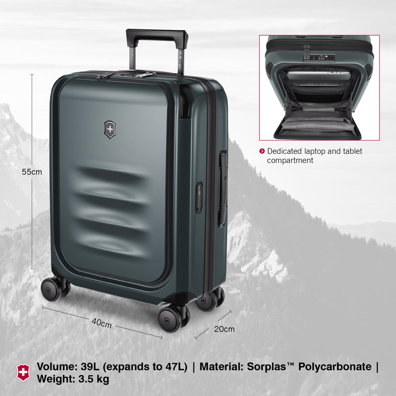 Victorinox Swiss Designed Spectra 3.0 Expandable Global Hardside Cabin Luggage, 39 litres, Storm Grey