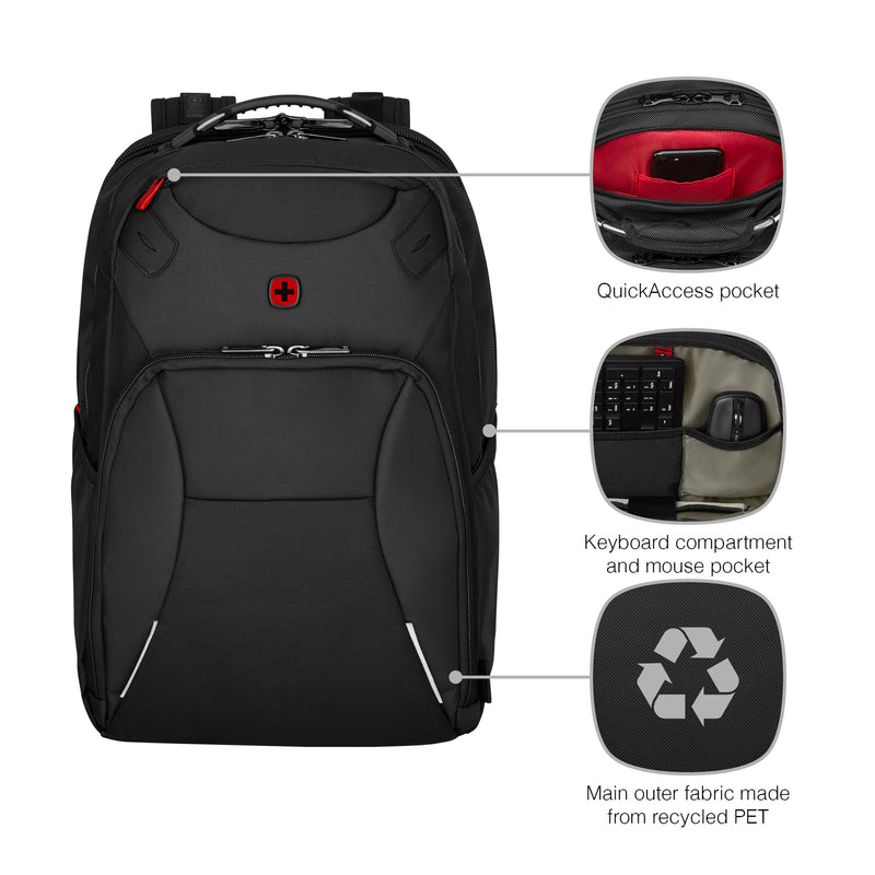 Wenger Cosmic 17" Laptop Backpack, Black, 30 Litres, Swiss Designed