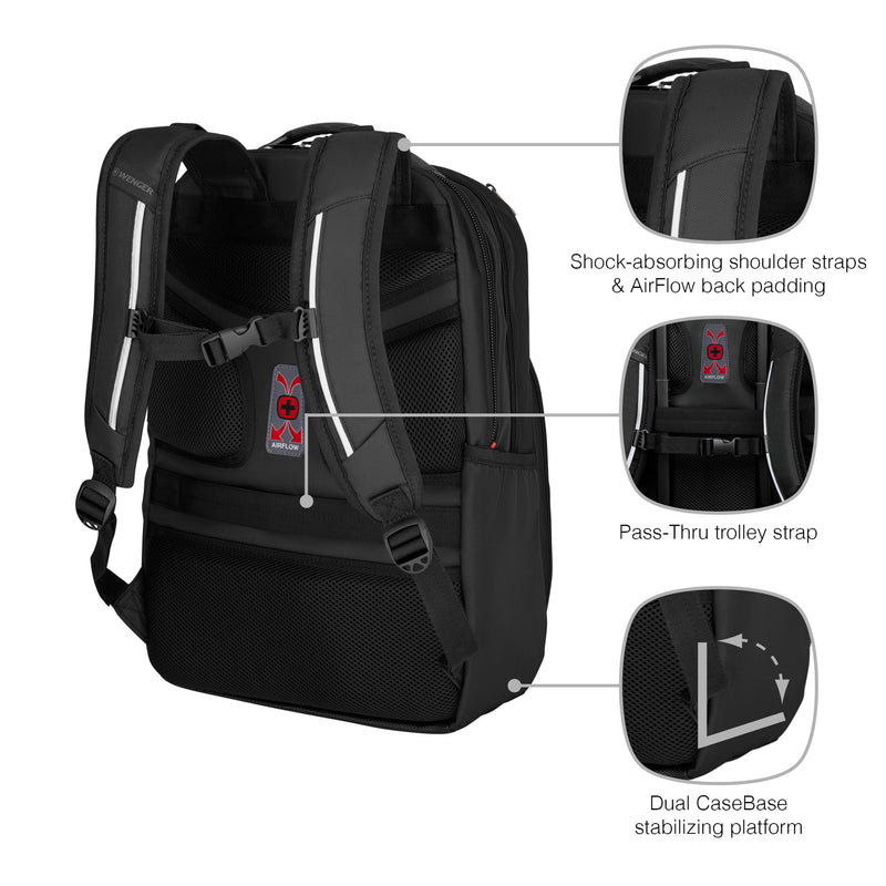 Wenger Cosmic 17" Laptop Backpack, Black, 30 Litres, Swiss Designed