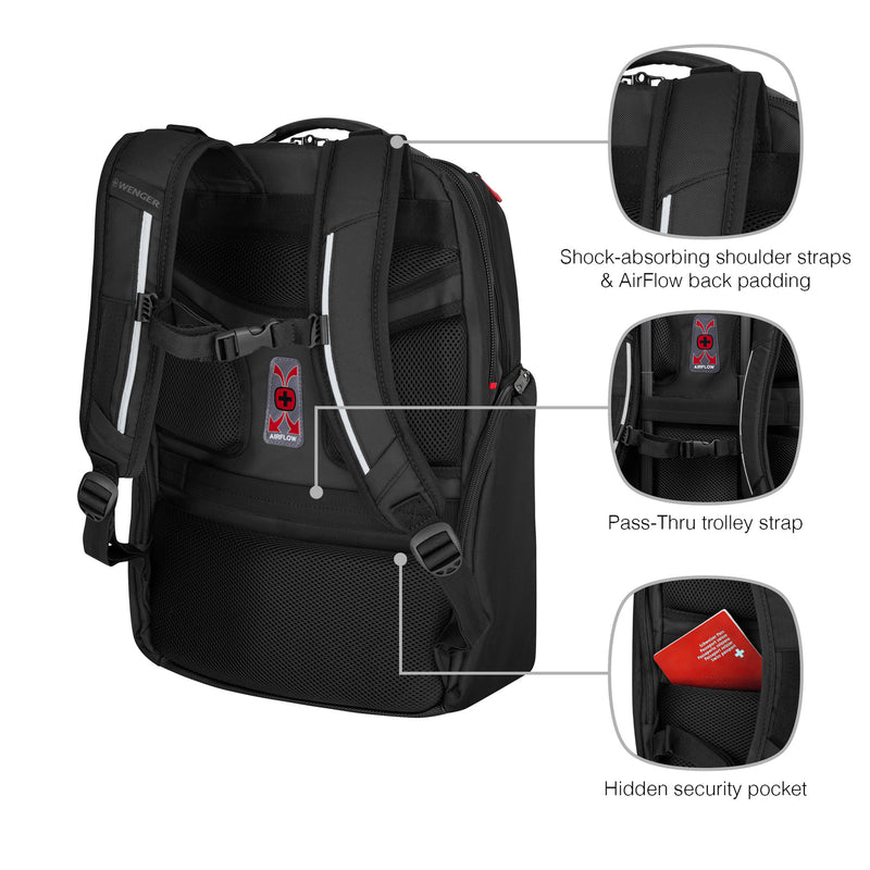 Wenger Meteor 17" Laptop Backpack, Black, 30 Litres, Swiss Designed