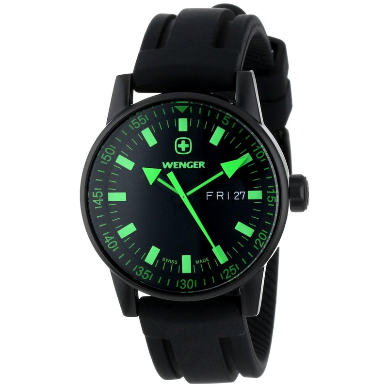 Wenger COMMANDO BLACK LINE - Gent 40mm - WGent, Black Dial, Green, Men's Watch