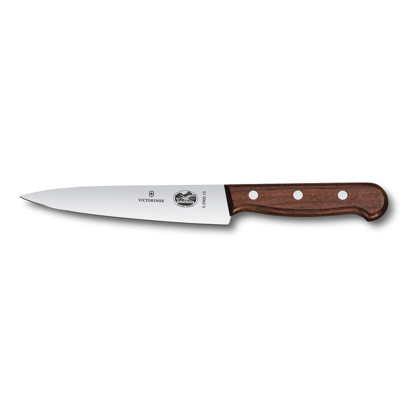 Victorinox Pine Wood Chef Knife, 15 cm Multipurpose, Slim Tapered Blade, Brown, Swiss Made