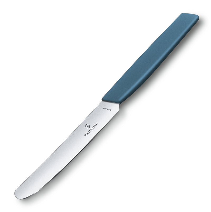 Victorinox Swiss Modern Table Knife, 11 cm Multipurpose, Straight Edge Knife for Professional and Household Kitchen, Cornflower Blue, Swiss Made