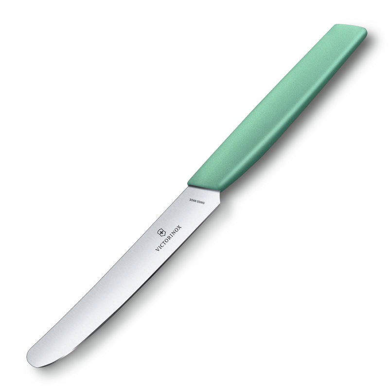 Victorinox Swiss Modern Table Knife, 11 cm Multipurpose, Straight Edge Knife for Professional and Household Kitchen, Mint Green, Swiss Made