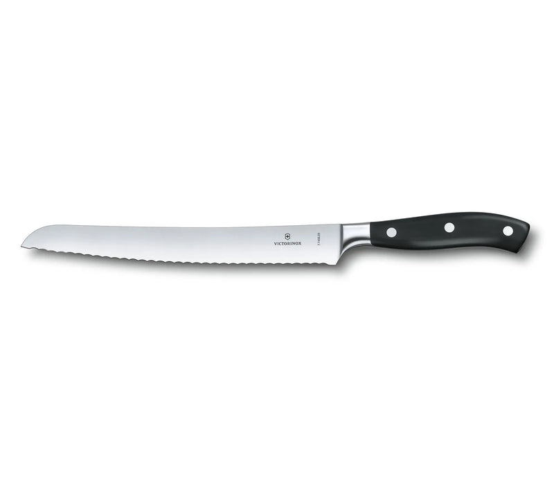 Victorinox Grand Maitre Forged Bread Knife 23 cm With Wavy Edge, Stainless Steel, POM Handle, Black Swiss Made