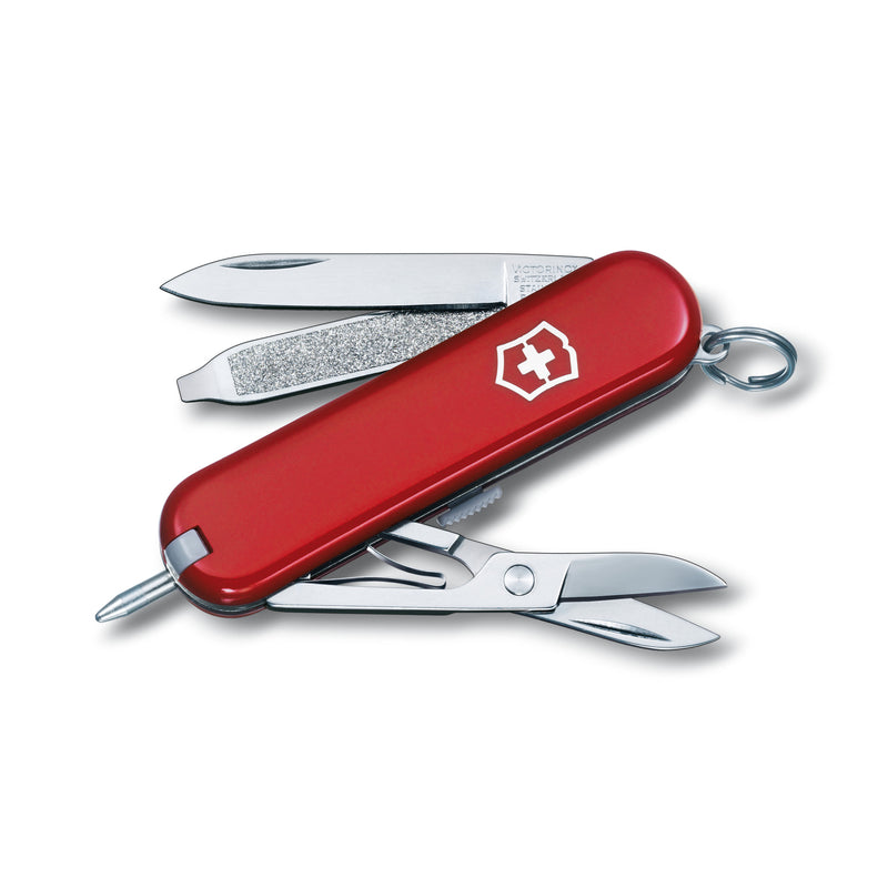 Victorinox Swiss Army Knife, Signature, Small (58 mm), Red Scale, Outdoor Multitool Pocket Knife