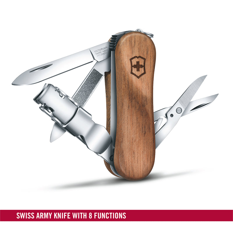 Victorinox Swiss Army Knife - NailClip Wood 580 - 6 Functions 65 mm Brown