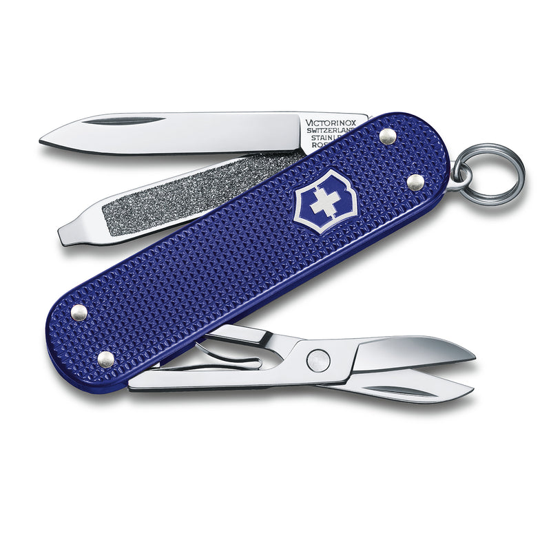 Victorinox Swiss Army Knife -SWISS CLASSICS - 5 Function, Multitool with a Pair of Scissors in Alox Scales - Night Dive, 58 mm