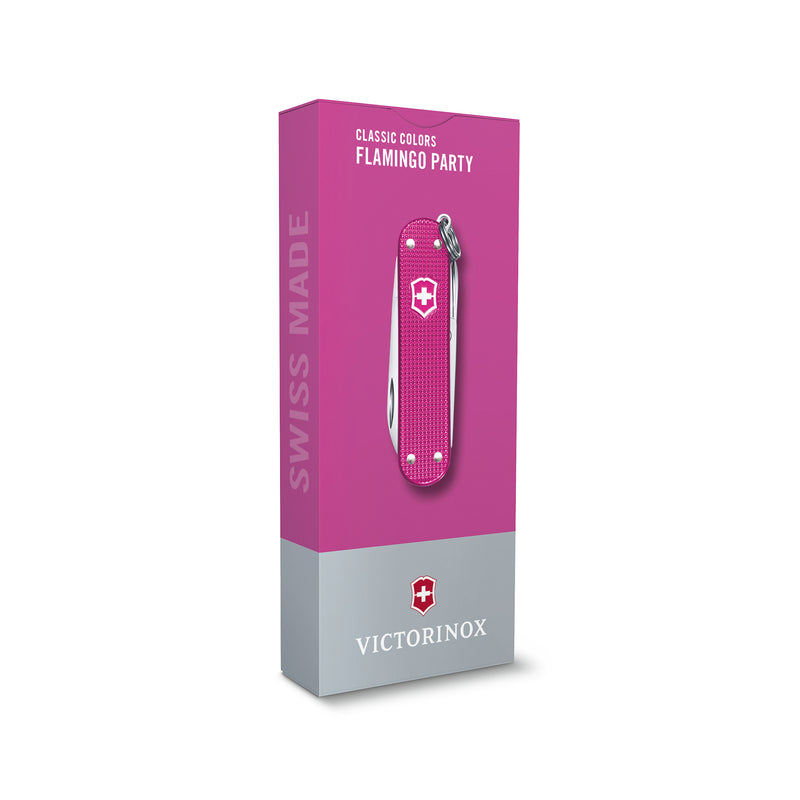 Victorinox Swiss Army Knife -SWISS CLASSICS - 5 Function, Multitool with a Pair of Scissors in Alox Scales - Flamingo Party, 58 mm
