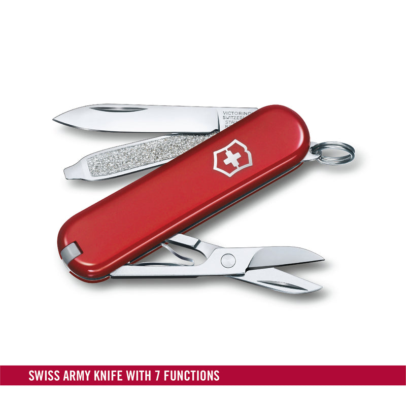 Victorinox Swiss Army Knife - Swiss Classic - 7 Functions, DO-IT-YOURSELF Champion, Multitool and Survival Gadget - Red, 58 mm