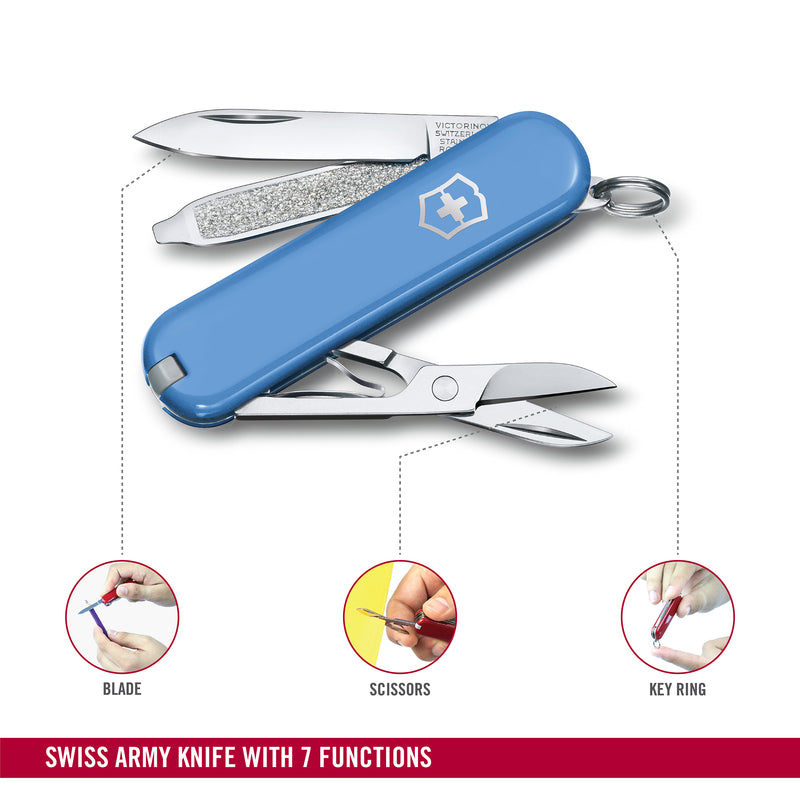 Victorinox Swiss Army Knife -SWISS CLASSICS - 7 Function, Multitool with a Pair of Scissors - Summer Rain, 58 mm
