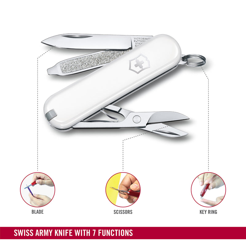 Victorinox Swiss Army Knife -SWISS CLASSICS - 7 Function, Multitool with a Pair of Scissors - Falling Snow, 58 mm