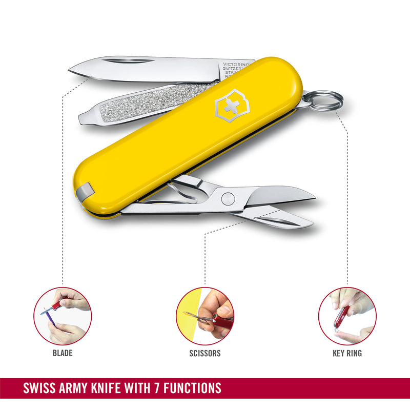 Victorinox Swiss Army Knife - 7 Function, Multitool with a Pair of Scissors - Sunny Side, 58 mm