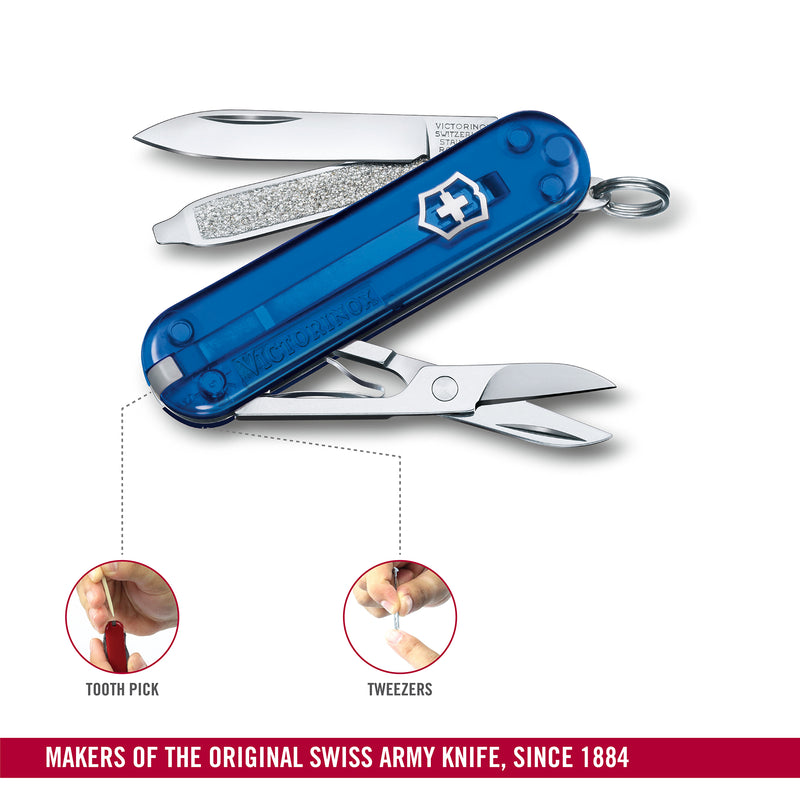 Victorinox Swiss Army Knife -SWISS CLASSICS Function, Multitool with a Pair of Scissors Deep Ocean, 58 mm