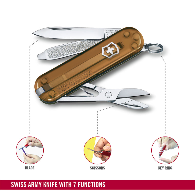 Victorinox Swiss Army Knife -SWISS CLASSICS - 7 Function, Multitool with a Pair of Scissors - Chocolate Fudge, 58 mm