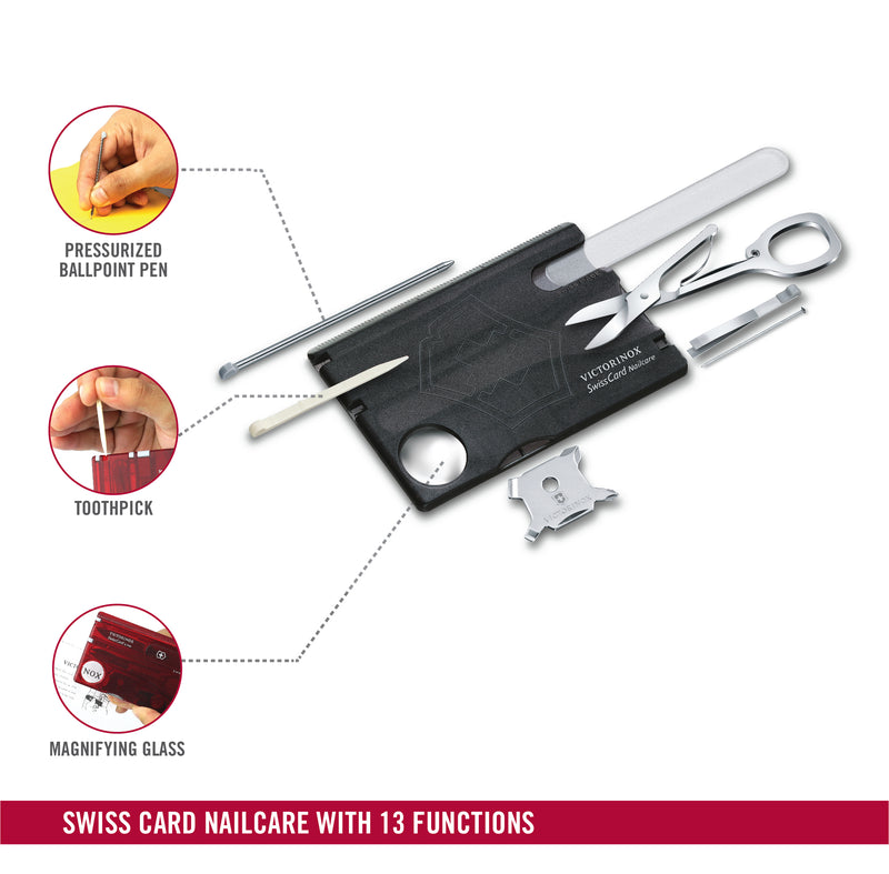 Victorinox SwissCard Nailcare - 13 Functions 82 mm Black