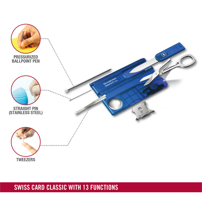 Victorinox SwissCard Classic - 13 Functions LED 82 mm Blue