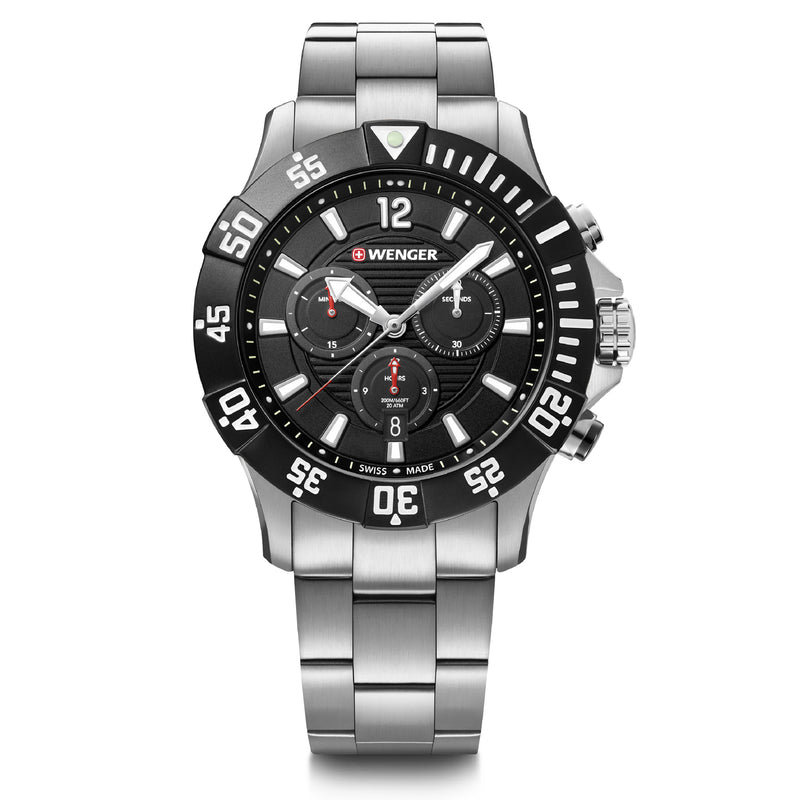 Wenger Swiss Made SEAFORCE Chrono Chronograph Black Dial Men's Watch