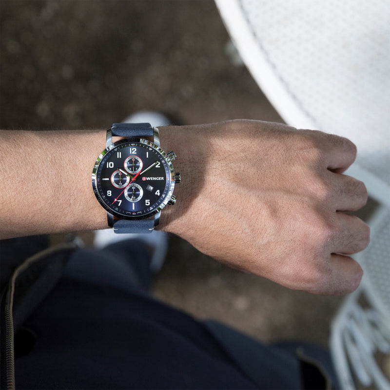 Wenger Swiss Made Attitude Chrono Chronograph Blue Dial Men's Watch