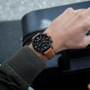 Wenger URBAN METROPOLITAN, Chrono, 44 mm, Men's watch, Black dial, Brown leather strap 01.1743.113