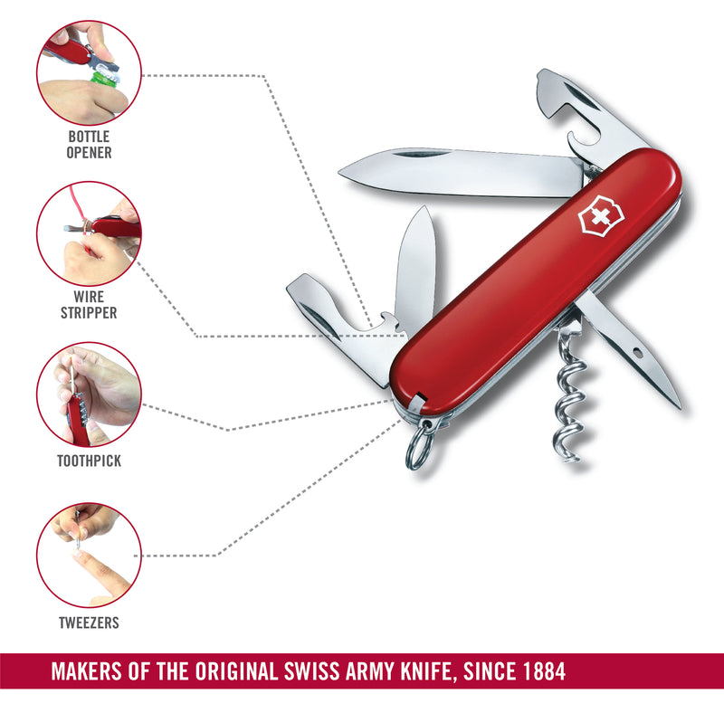 Victorinox Swiss Army Knife - Spartan - 12 Functions, DO-IT-YOURSELF Champion, Multitool and Survival Gadget - Red, 91 mm