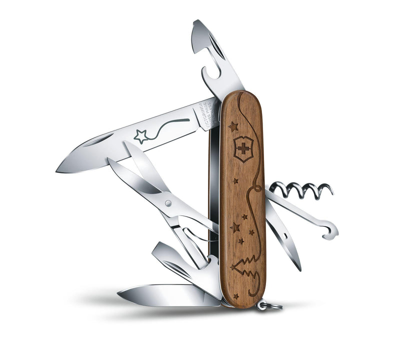 Victorinox Climber Wood, Special Edition 2020 Swiss Army Knife 13 Functions Walnut Wood 91 mm, Brown